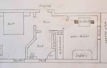 Grundriss der Ferienwohnung 1 im Gästehaus Salzgau