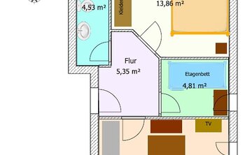 Grundriss der Ferienwohnung 3 im Gästehaus Salzgau